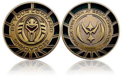 By Your Command Geocoin Antique Gold Black
