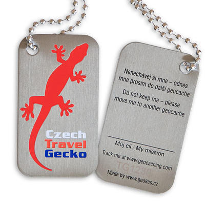 Czech Travel Gecko tag - red