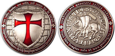 Templar Geocoin Antique Silver