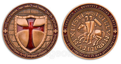 Templar Geocoin Antique Copper