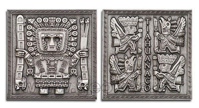 Tiahuanaco - Gateway of the Sun Geocoin - Antique Silver