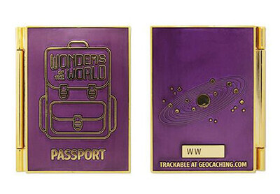 Wonders of the World Natural and Solar System Passport Geocoin and Trackable Tag Set - 1