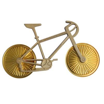 Bicycle geocoin - Two Tone Satin Nickel Bike Gold Wheels - 2