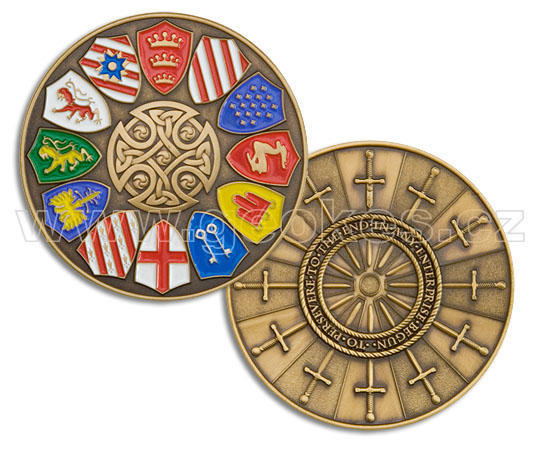 The Round Table Geocoin Antique Gold, Knight Of The Round Table